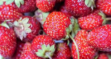 新鲜水果、美味草莓作为食物的背景。 有机健康成熟草莓营养。